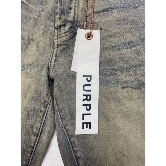 Purple-Brand P001 Slim Fit Indigo Oil Repair Men's Size 29x32 Distressed Jeans - Picture 12 of 15